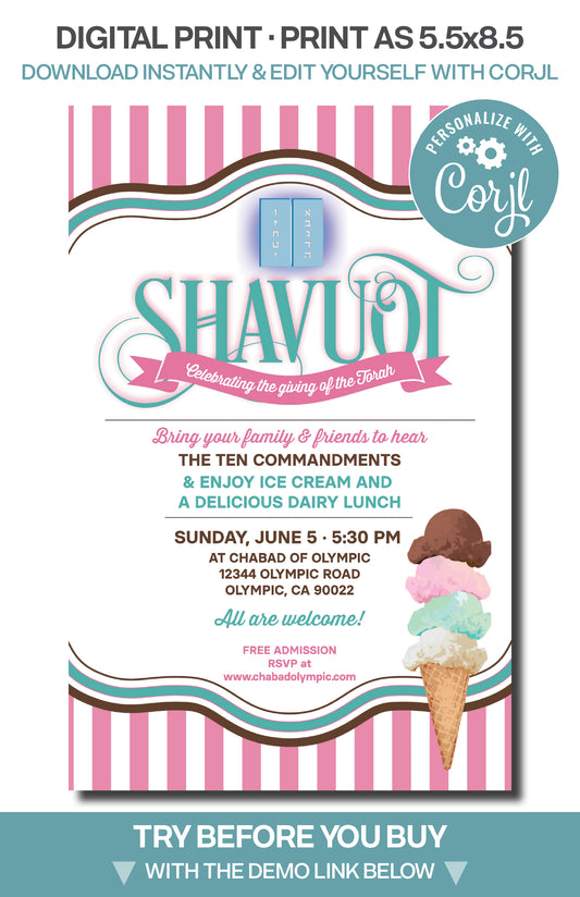 Shavuot Ice Cream Party Pink
